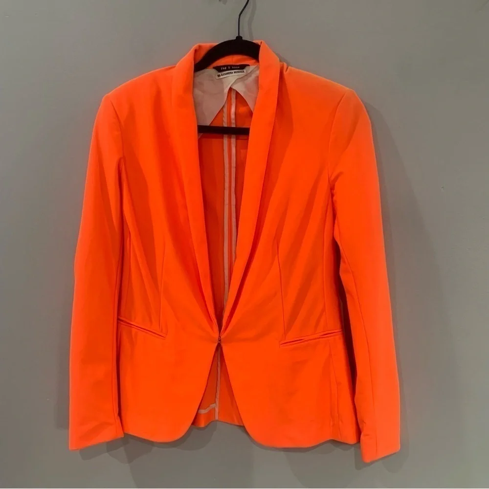 ✅ Rag & Bone Blazer Softly Structured Clip Closure in Neon Orange